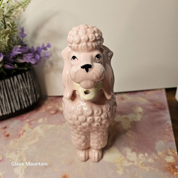 SOLD - Victoria Ceramics Vintage 1950s Glazed Pink French Poodle Coin Money Bank - Picture 2 of 10